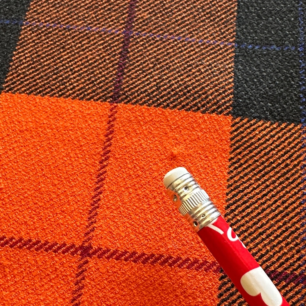 Zara Vibrant Orange and Black Plaid Pencil Skirt with Back Slit - Picture 9 of 10